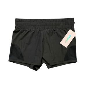 Marika Shorts Womens L Large Black Elastic Waist Moisture Wicking Pull On Active